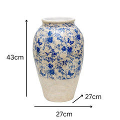 eWholesale Glazed Blue Stoneware Look Vase 25cm Free Delivery