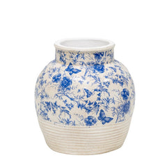 eWholesale Glazed Blue Stoneware Look Vase 33cm Free Delivery