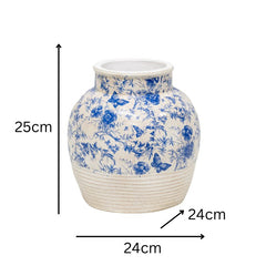 eWholesale Glazed Blue Stoneware Look Vase 33cm Free Delivery
