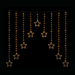 LED Wire Star Curtain Gold Lights