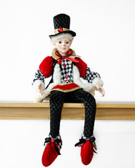 Does not apply LUXURY CHRISTMAS CAROLLER ELF BLACK/RED 65CM Free Delivery