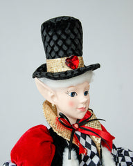 Does not apply LUXURY CHRISTMAS CAROLLER ELF BLACK/RED 65CM Free Delivery