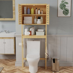 4-Tier Bamboo Bathroom Toilet Storage Rack - Free Delivery