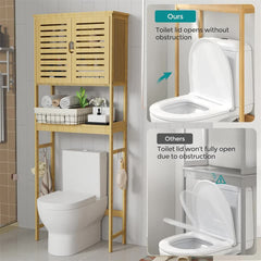 4-Tier Bamboo Bathroom Toilet Storage Rack - Free Delivery