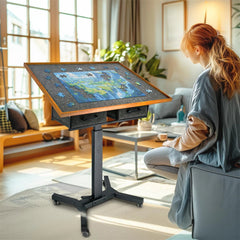 1500-Piece Jigsaw Puzzle Table with Storage Drawers, Adjustable Tilt and 360° Rotation - Free Delivery