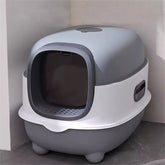 Large Capacity Enclosed Cat Litter Box with Hood and Scoop, Leak-Proof Design - Free Delivery