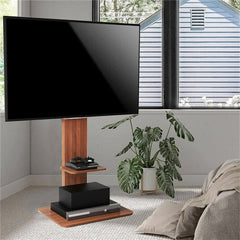 32"-65" Tv Floor Stand Adjustable Corner Tv Mount Bracket With Sturdy Wood Base - Free Delivery