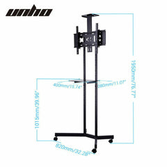 32-70" Rolling Tv Stand Mount W Dvd Storage Top Shelf Tv Bracket Trolley Casters