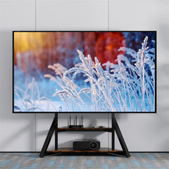 Reinforced Metal 65-100" Tv Floor Stand 2 Tier Shelf Tv Mount Adjustable Height - Free Delivery