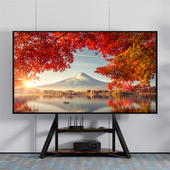 Reinforced Metal 65-100" Tv Floor Stand 2 Tier Shelf Tv Mount Adjustable Height - Free Delivery