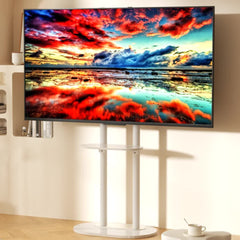 Minimalist Marble Textured Floor Tv Stand 40"-75" Strong Steel Tv Bracket Stable - Free Delivery