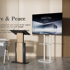 Minimalist Marble Textured Floor Tv Stand 40"-75" Strong Steel Tv Bracket Stable - Free Delivery