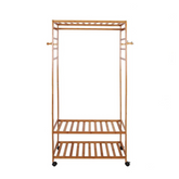 XXL Wooden Clothes Rail Coat Rack with Wheels – Open Wardrobe Organizer - Free Delivery