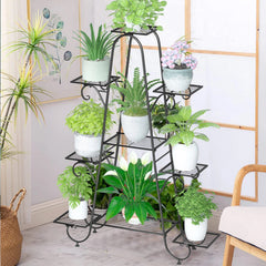 Oversized Metal Plant Stand with 9-Tier Flower Display Shelves - Free Delivery