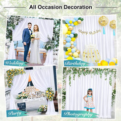 Large 3×3 m White Wedding Backdrop Curtains for Baby Shower and Birthday Decor - Free Delivery