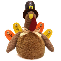 Brown Charming Thanksgiving Turkey Plush - Rustic Autumn Harvest Tabletop Decor