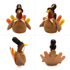 Brown Charming Thanksgiving Turkey Plush - Rustic Autumn Harvest Tabletop Decor