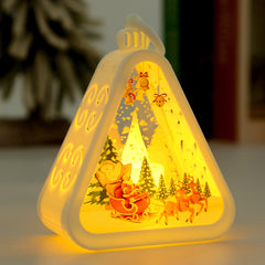 White Elk Charming Christmas Scene Mini Lanterns (Set of 3) - Battery Operated LED Lights for a Cozy Holiday Glow