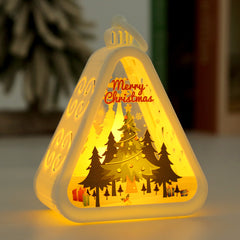 White Christmas tree Charming Christmas Scene Mini Lanterns (Set of 3) - Battery Operated LED Lights for a Cozy Holiday Glow