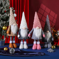 Retractable Leg Christmas Gnome Plush - Adjustable Standing Holiday Decoration(Grey)