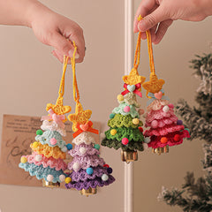 2 Pcs Style A Yellow and Pink Handmade Crochet Christmas Tree Ornament - Festive