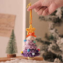 2 Pcs Style B Yellow and Purple Handmade Crochet Christmas Tree Ornament