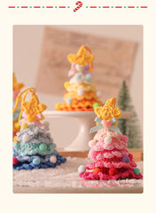2 Pcs Style C Yellow and Green Handmade Crochet Christmas Tree Ornament