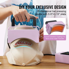 Hat Press Machine Mini Hat Heat Press for Caps 5.9x3.15 inch Plate Purple