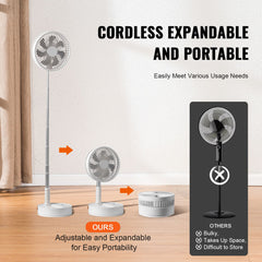 8 Inch Foldable Oscillating Standing Fan with Remote Control, 4 Speed Adjustable