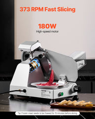 VEVOR Meat Slicer 180W 250 mm Electric Deli Food Slicer for Meat Bread Cheese