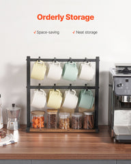 VEVOR Coffee Mug Holder for Countertop 16 Hooks Cup Rack with Wood Storage Base