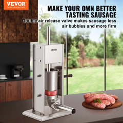 VEVOR Sausage Stuffer 5LBS/3L Capacity Homemade Sausage Maker Stainless Steel