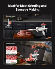Heavy Duty Meat Grinder Manual Sausage Filler Stainless Steel with Clamp