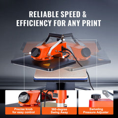 Heat Press Machine 12x15in 8in1 Sublimation Transfer T-shirt Plate Mug Cup