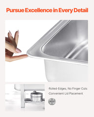 VEVOR 8 Qt 6 Pack Rectangle Chafing Dish Buffet Set Fullsize Pan Stainless Steel