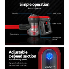 Devanti Stick Vacuum Cleaner Brushless Cordless 250W Free Delivery