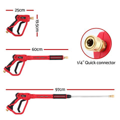 Giantz Pressure Washer Gun Short Trigger 4000PSI M22-14 1/4 Inch 5 Nozzles Red
