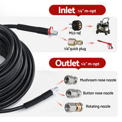 Giantz Pressure Washer Hose 30M 5800PSI Power Replacement Extension 1/4'' Quick