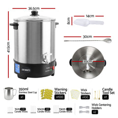 Devanti 16L Wax Melter 1500W Candle Making Pot Quick Pour Spout