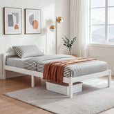 Artiss Bed Frame Single Size Wooden Mattress Base Timber Platform White