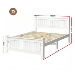 Double Size Wooden Bed Frame - White