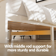 Artiss Bed Frame King Single Size Wooden with 3 Shelves Bed Head White