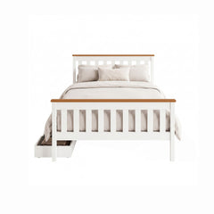 Artiss Bed Frame Double Size Wooden Platform with 2 Storage Drawers White PONY