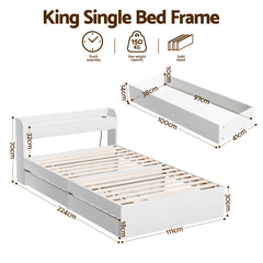 Artiss Bed Frame King Single Size with Charging Ports and 2 Drawers AURA