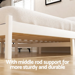 Artiss Bed Frame Queen Size Wooden Platform with 2 Storage Drawers White