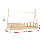Artiss Bed Frame Wooden Kids House Frames Oak PUAH