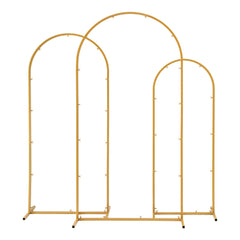 Wedding Arch Backdrop Stand Set of 3 Gold Metal Wedding Arched Frame, Easy to Assemble, Stable Balloon Arch Standfor Wedding, Baby Shower, Party Decor