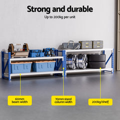 Giantz 2x 0.9M Garage Shelving Workbench Warehouse Rack