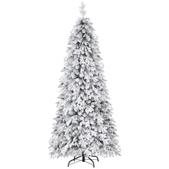 Jingle Jollys Christmas Tree 2.1m Flocking Pencil Tree LED Xmas 860 Tips White