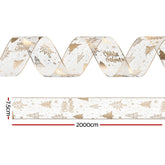 Jingle Jollys 20M Christmas Ribbon Roll Bow Printed Xmas Tree Decor Gift Gold